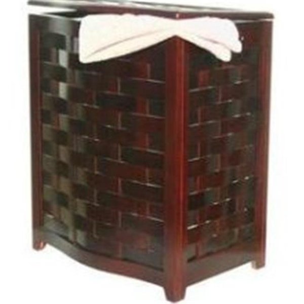 Gourmetgalley Mahogany Finished Bowed Front Veneer Laundry Wood Hamper with Interior Bag GO113010